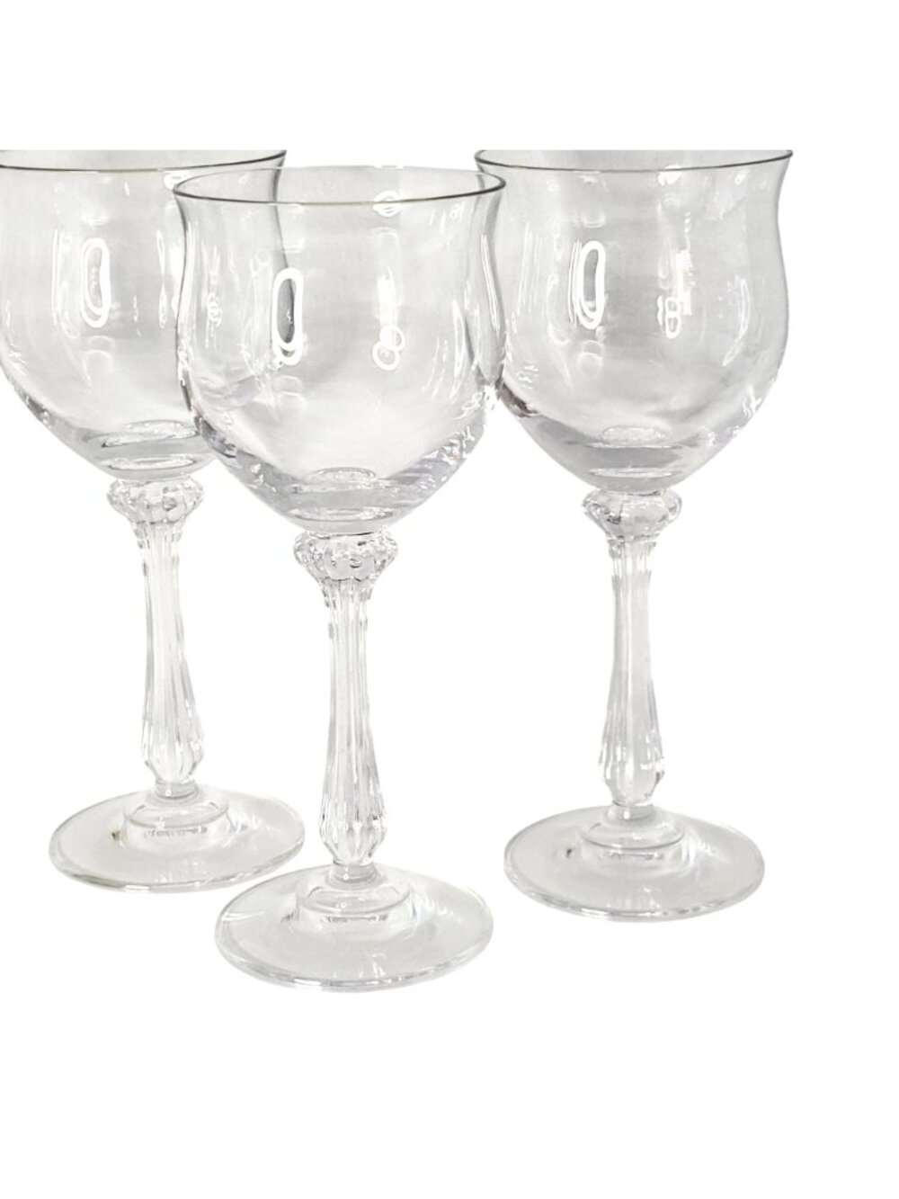 4 Mikasa Ardmore Wine Glasses 7" ribbed stem fine crystal fluted rim Germany - Picture 7 of 11